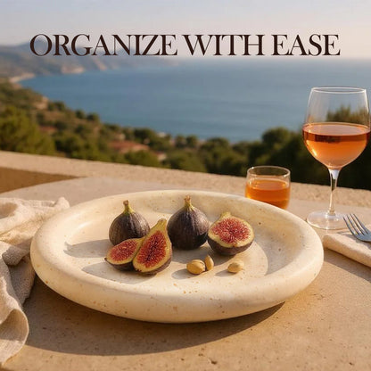 Koville chess piece edge tray for tabletop storage in Travertine natural stone