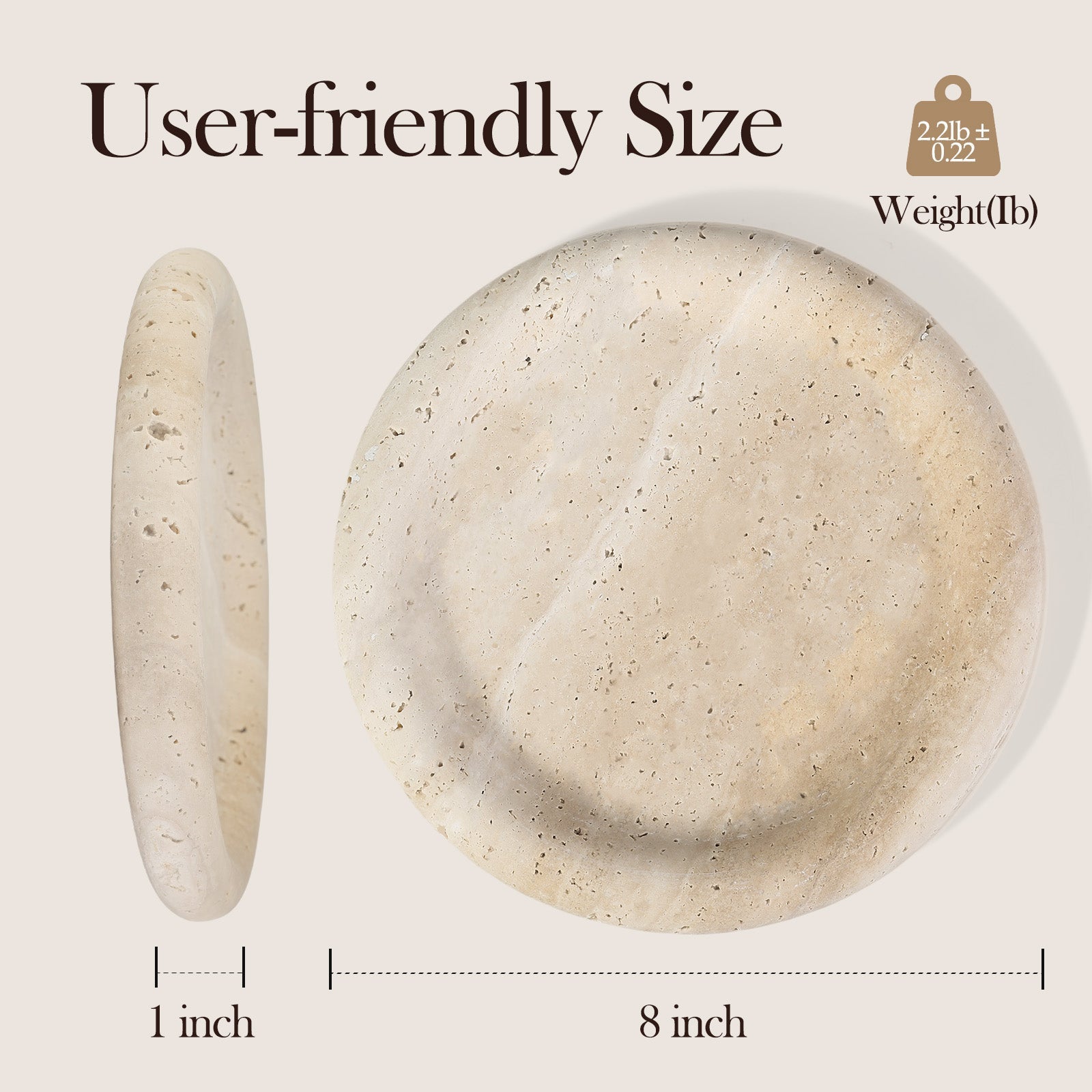 Koville chess piece edge tray for tabletop storage in Travertine natural stone