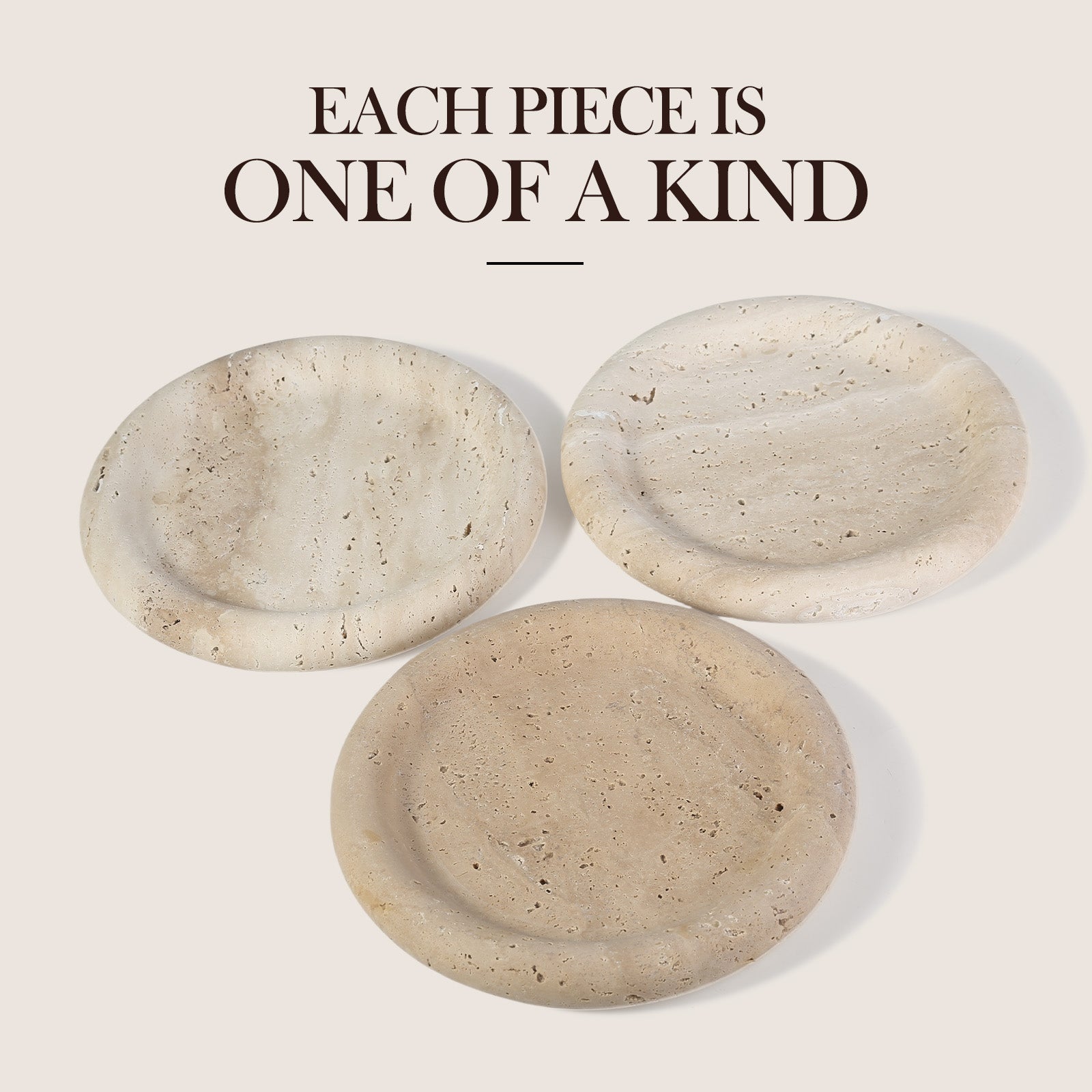 Koville chess piece edge tray for tabletop storage in Travertine natural stone