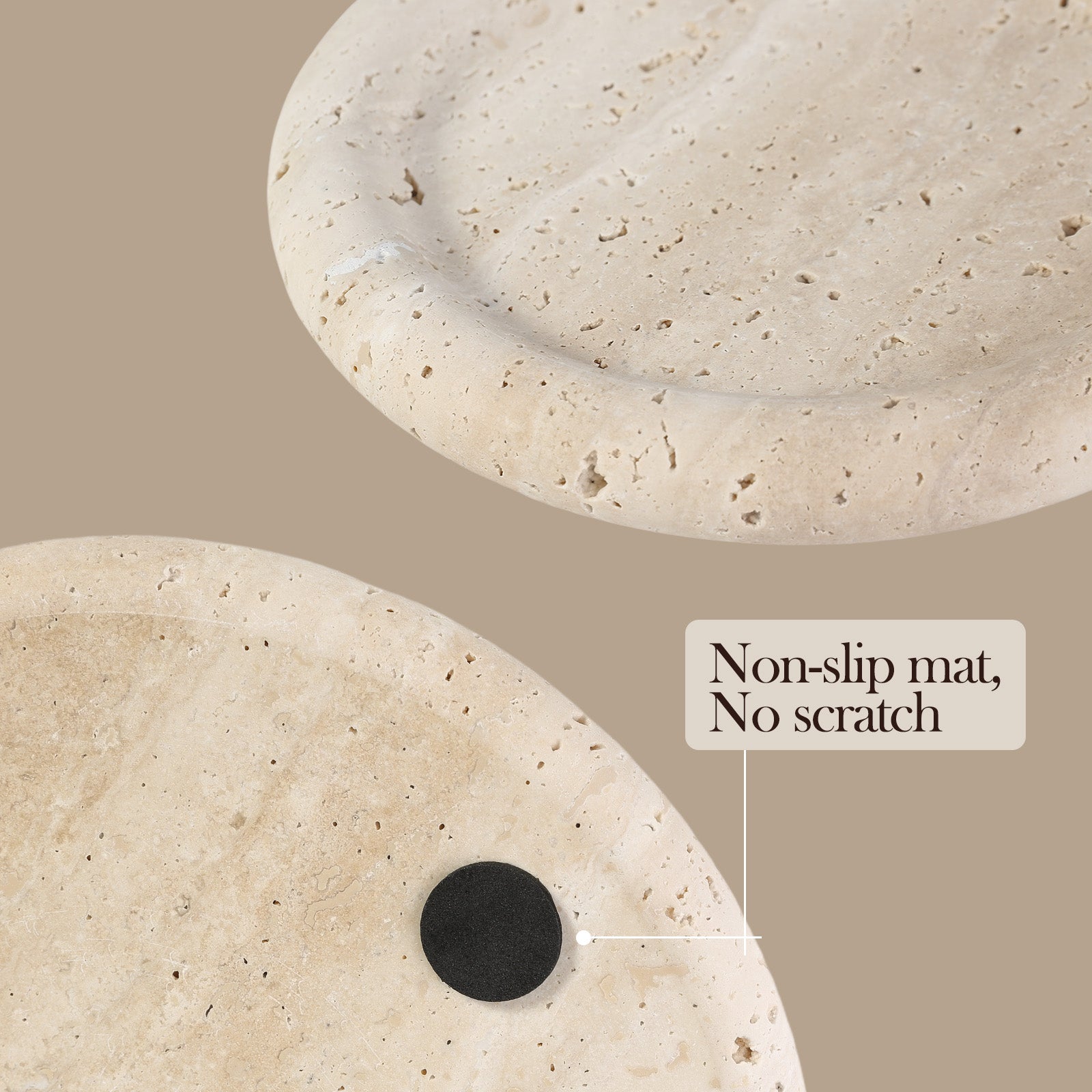 Koville chess piece edge tray for tabletop storage in Travertine natural stone