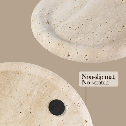 Koville chess piece edge tray for tabletop storage in Travertine natural stone
