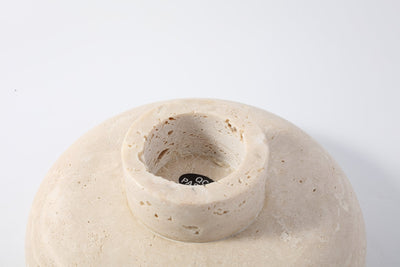 Koville Marble and Travertine Pedestal Fruit Bowl for Tabletop Display, 7.4 in – Light Beige Travertine, view 2