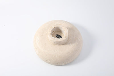 Koville Marble and Travertine Pedestal Fruit Bowl for Tabletop Display, 7.4 in – Light Beige Travertine, view 3