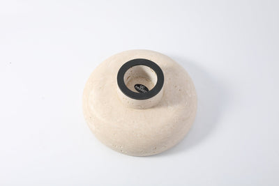 Koville Marble and Travertine Pedestal Fruit Bowl for Tabletop Display, 7.4 in – Light Beige Travertine, view 4