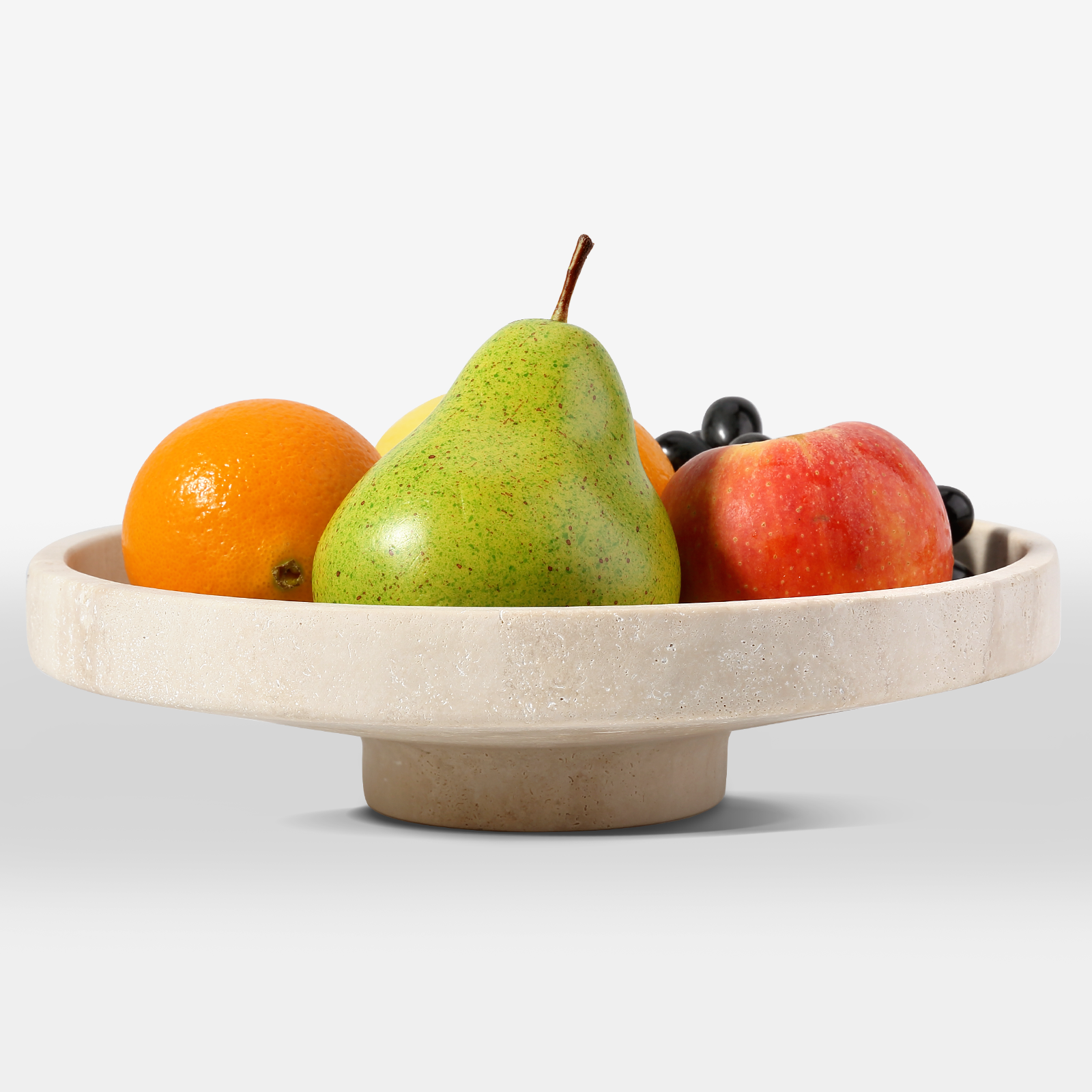 Koville Natural Stone Fruit Plates in Light BeigeTravertine, product view 5