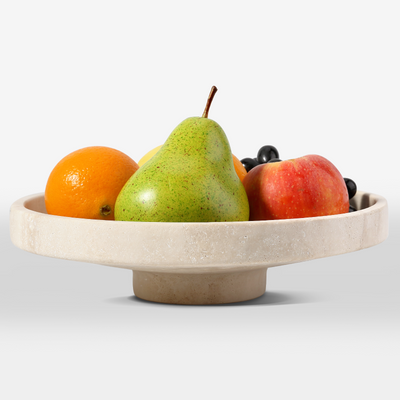 Koville Natural Stone Fruit Plates in Light BeigeTravertine, product view 5