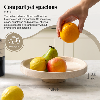 Koville Natural Stone Fruit Plates in Light BeigeTravertine, product view 6