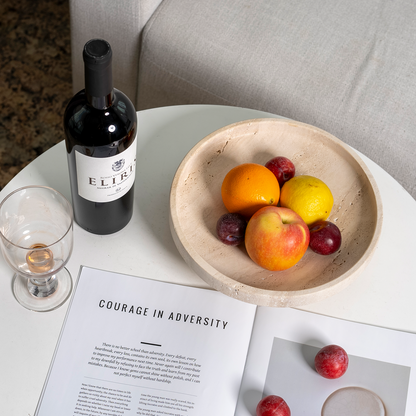 Koville Natural Stone Fruit Plates in Light BeigeTravertine, product view 9