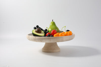 Koville high-footed fruit bowl in natural stone