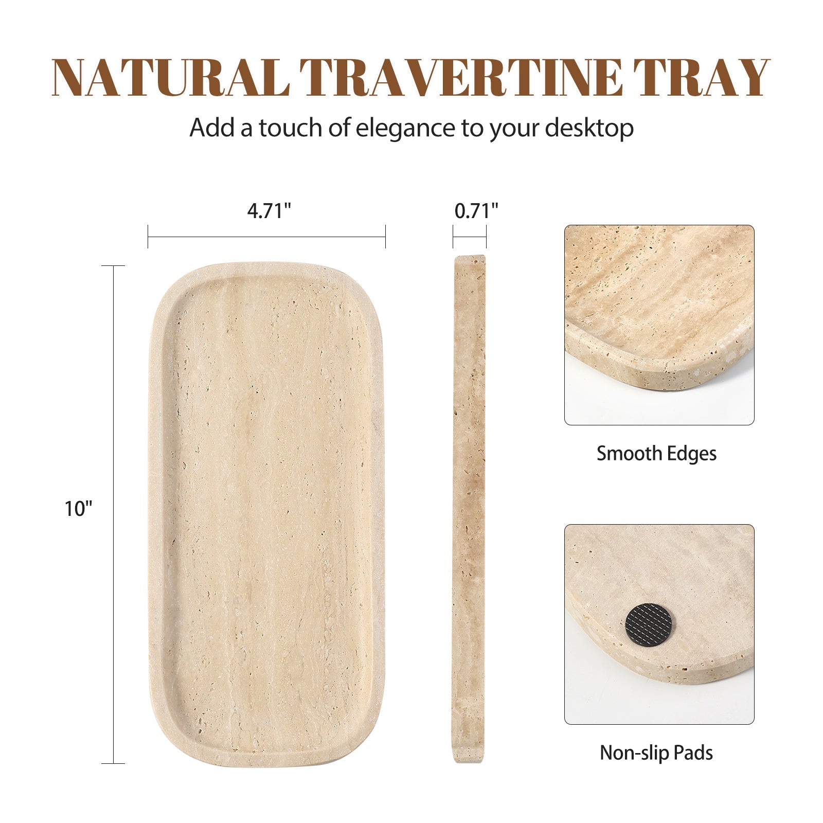 Koville Natural Stone One-Piece Square Trays in Light BeigeTravertine, product view 185