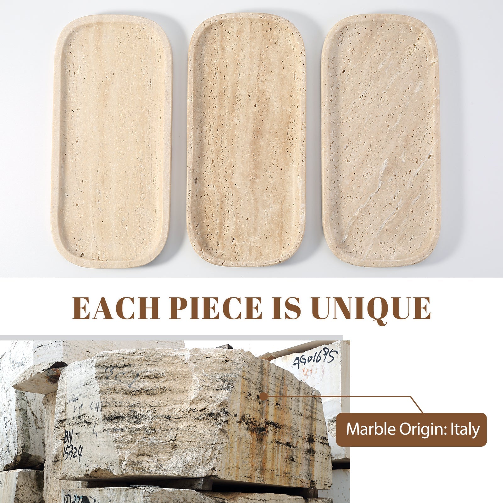 Koville Natural Stone One-Piece Square Trays in Light BeigeTravertine, product view 186