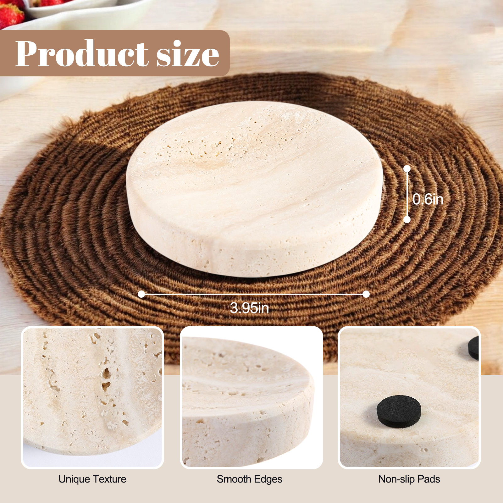 Koville Natural Stone Tea Cups in Travertino Romano, product view 15