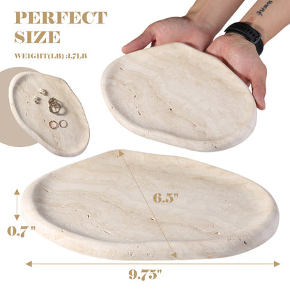 Koville lace edge storage tray for small items in Light BeigeTravertine natural stone