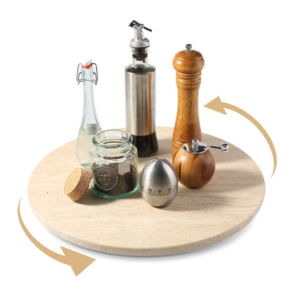 Koville 406 mm lazy susan for table serving in Light BeigeTravertine natural stone