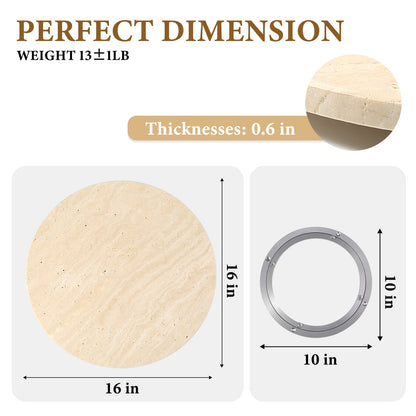 Koville 406 mm lazy susan for table serving in Light BeigeTravertine natural stone