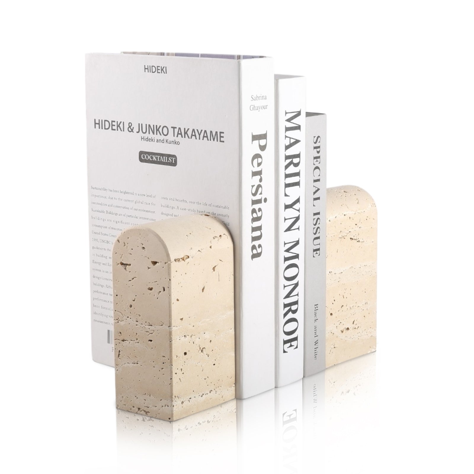Koville Travertino Romano Triumphal Arch Bookend Medium in Travertino Romano, product view