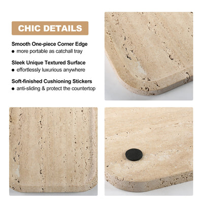 Koville Natural Stone One-Piece Square Trays in Travertino Romano, product view 190