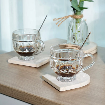Koville natural marble square coaster in Light Beige Travertine - design detail