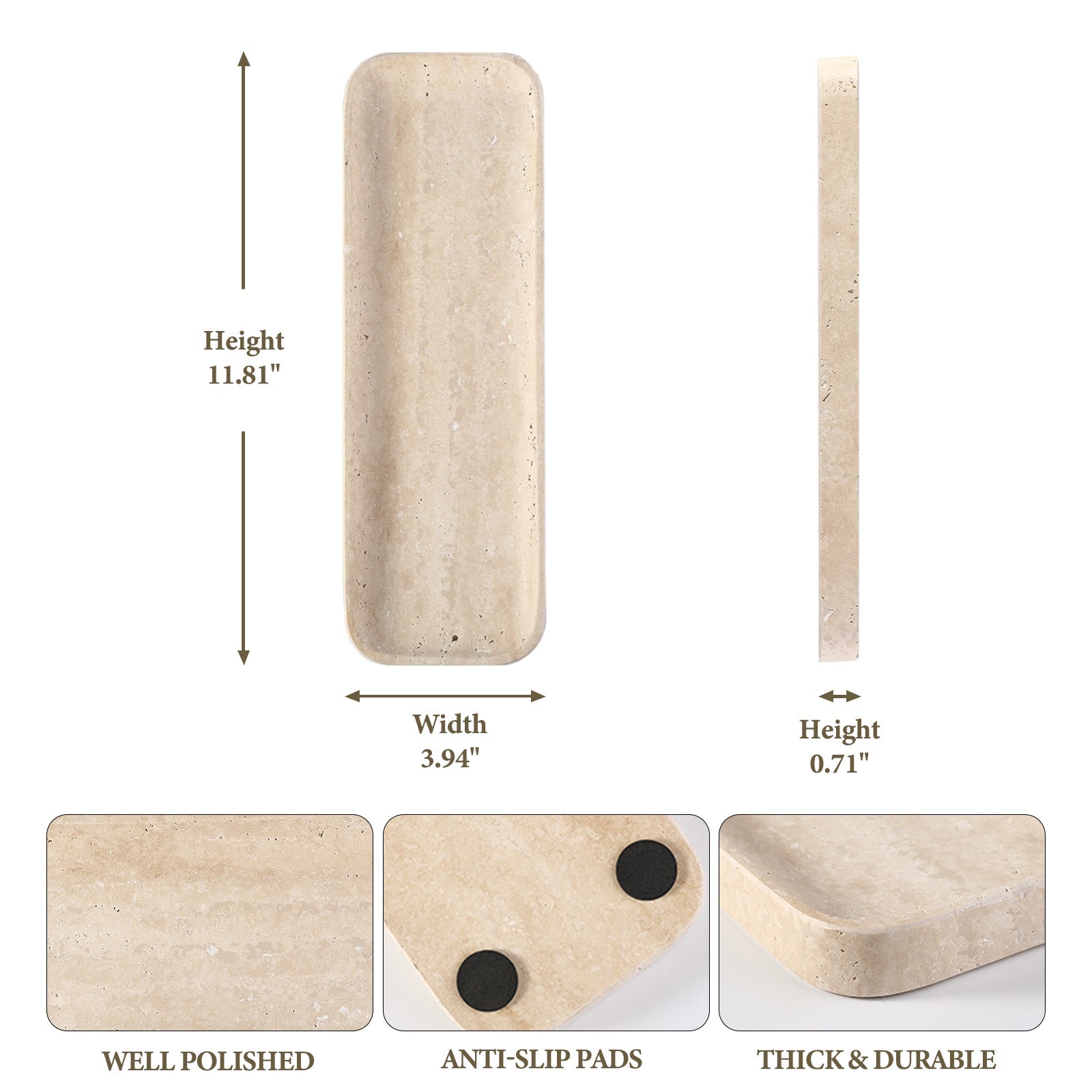Koville Natural Stone One-Piece Square Trays in Light BeigeTravertine, product view 193