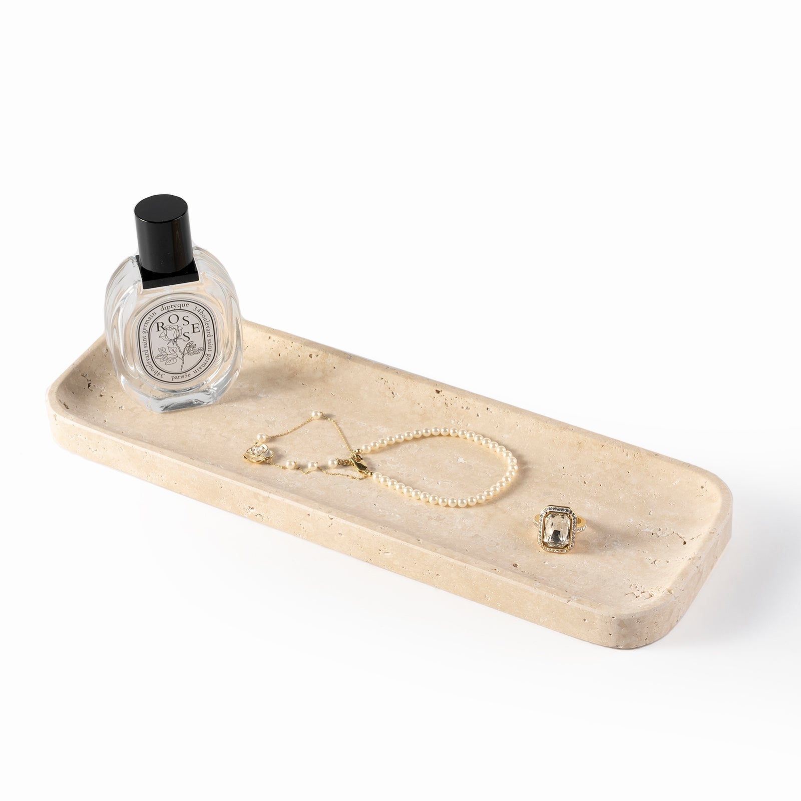 Koville Natural Stone One-Piece Square Trays in Light BeigeTravertine, product view 192