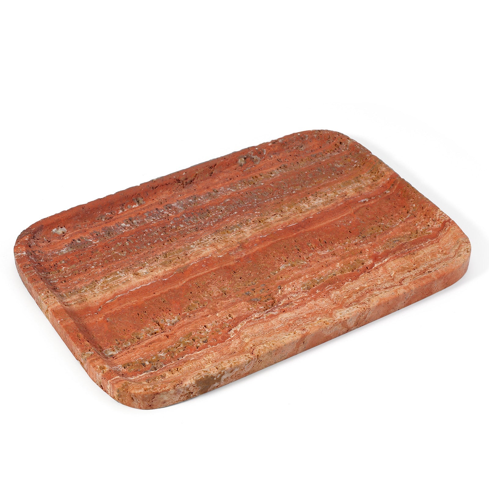 Koville Natural Stone One-Piece Square Trays in Red Travertine, product view 198