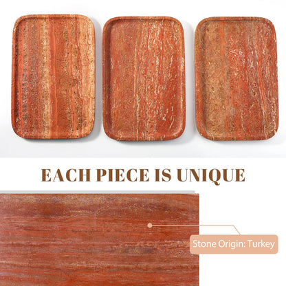 Koville Natural Stone One-Piece Square Trays in Red Travertine, product view 200