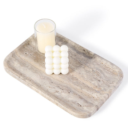 Koville Natural Stone One-Piece Square Trays in Travertine Silver, product view 201