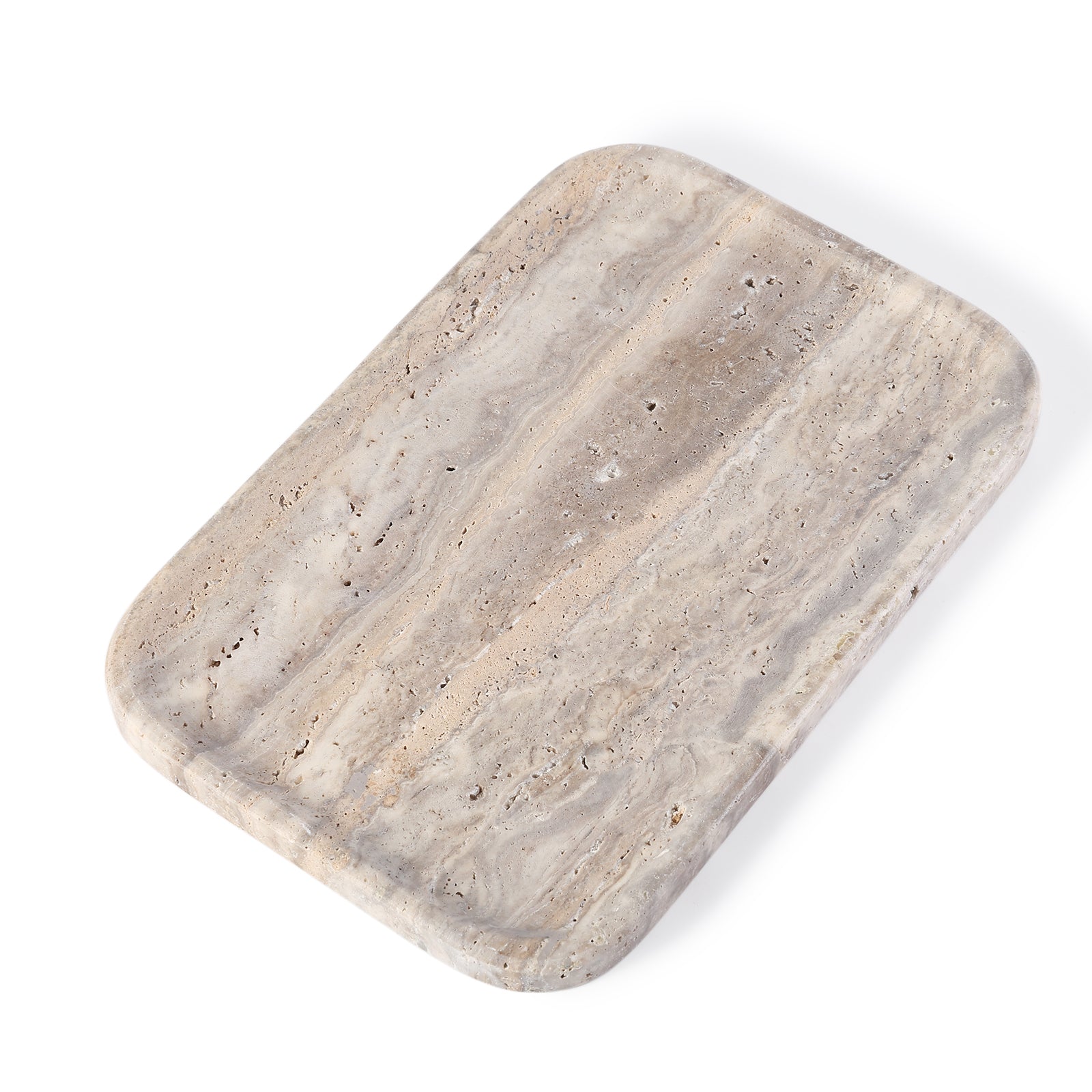 Koville Natural Stone One-Piece Square Trays in Travertine Silver, product view 202
