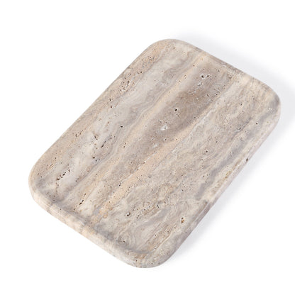 Koville Natural Stone One-Piece Square Trays in Travertine Silver, product view 202