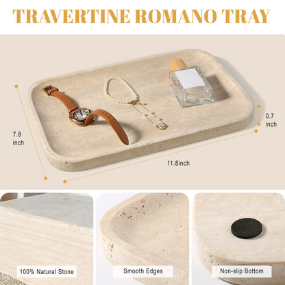 Koville Natural Stone One-Piece Square Trays in Travertino Romano, product view 205
