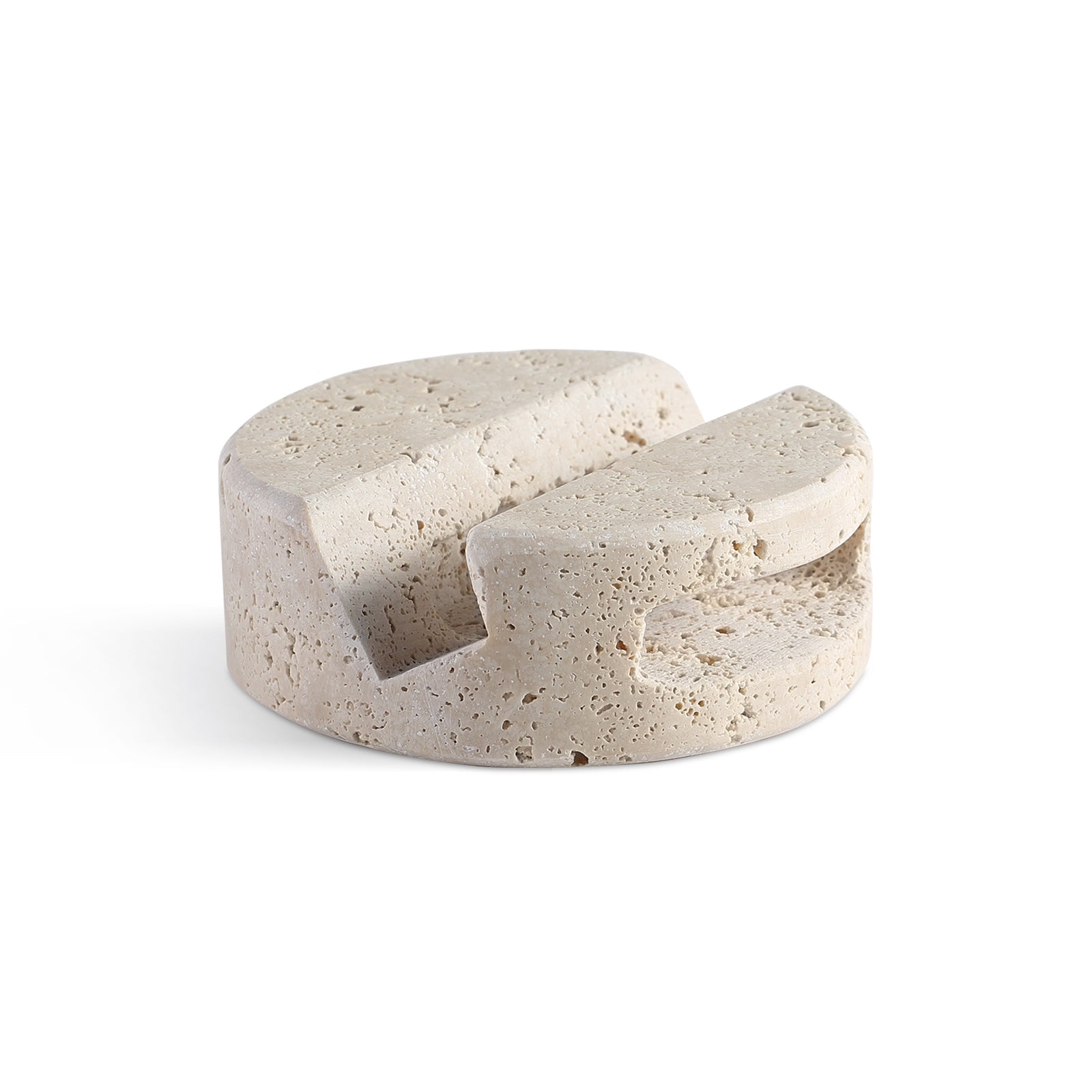 Koville Natural Stone Round Phone Holder for Desks - 90 in natural stone, product view 4