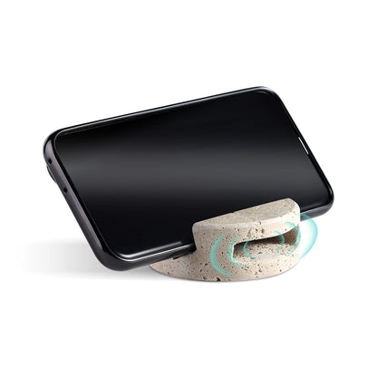 Koville Natural Stone Round Phone Holder for Desks - 90 in natural stone, product view 2