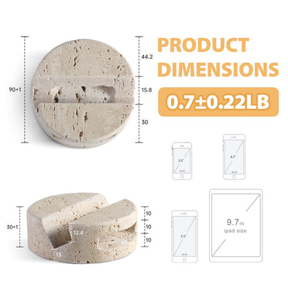 Koville Natural Stone Round Phone Holder for Desks - 90 in natural stone, product view 3