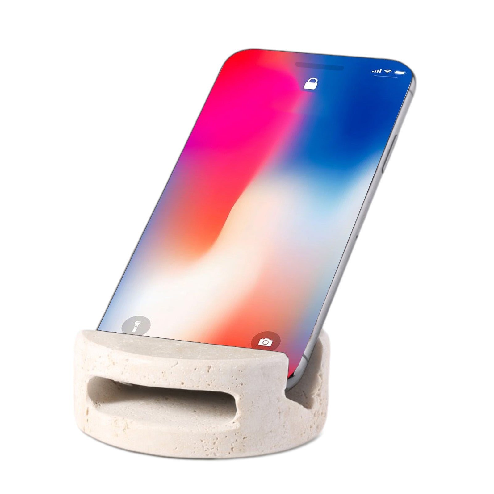 Koville Natural Stone Round Phone Holder for Desks - 90 in natural stone, product view 1