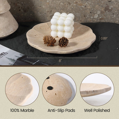 Koville pumpkin serving tray for table styling in Light BeigeTravertine natural stone
