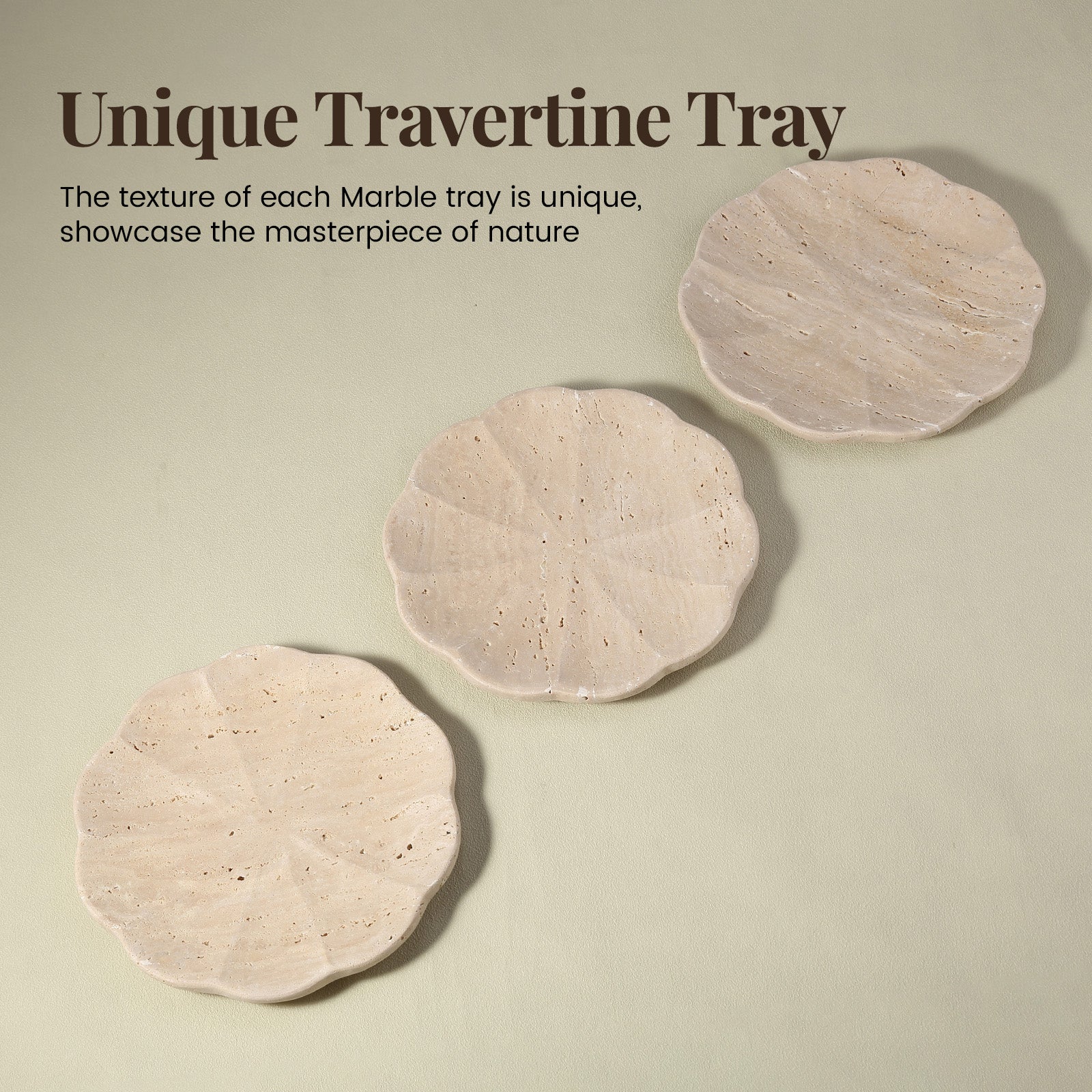 Koville pumpkin serving tray for table styling in Light BeigeTravertine natural stone