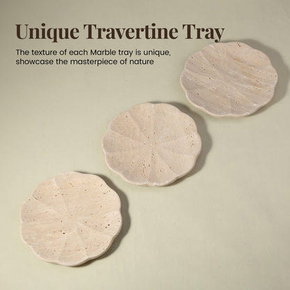 Koville pumpkin serving tray for table styling in Light BeigeTravertine natural stone