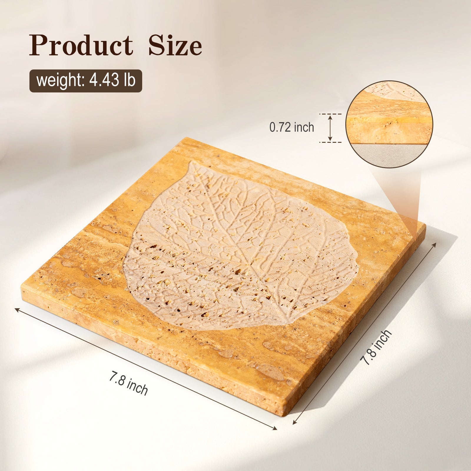 Koville Natural Travertine Bas Relief Decorative Tray for Tabletop Styling in Golden Travertine - crafted stone profile