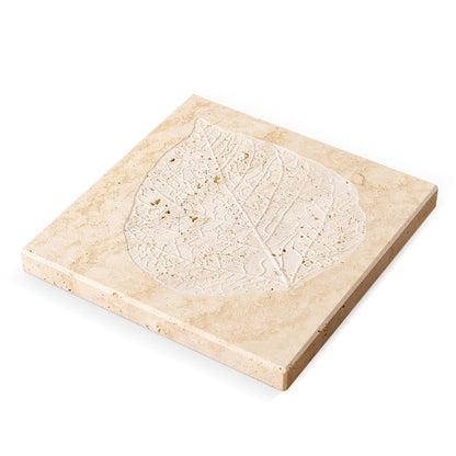 Koville Natural Stone Bas Relief Decorative Tray for Tabletop Styling in Natural Stone - decorative form
