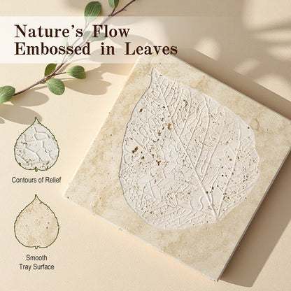 Koville natural stone bas relief tray in Light Beige Travertine - design detail