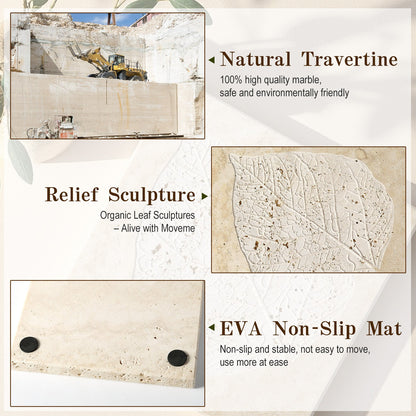Koville Natural Stone Bas Relief Decorative Tray for Tabletop Styling in Natural Stone - decorative form