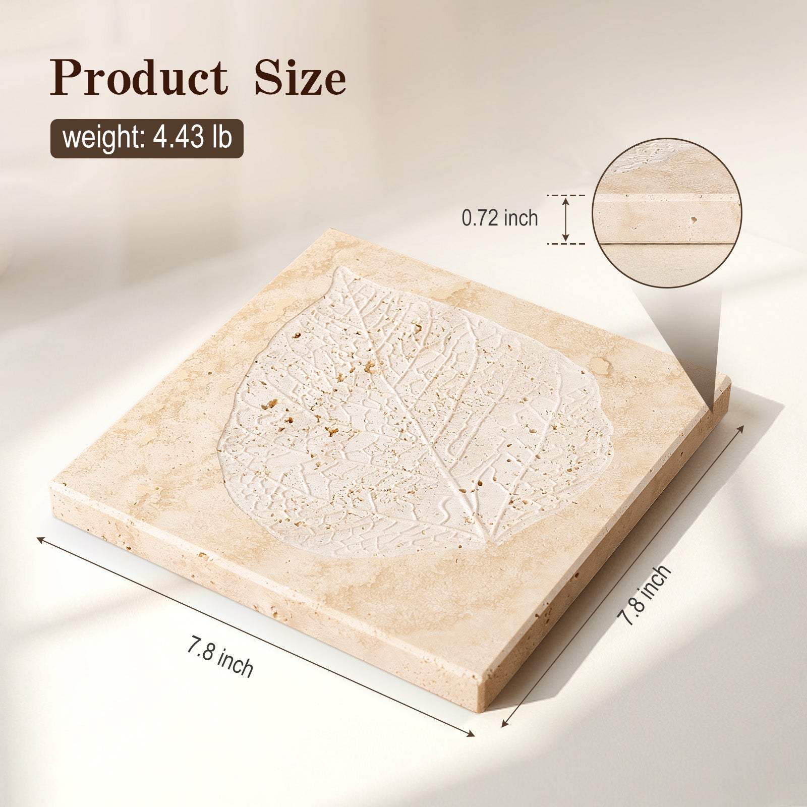 Koville Natural Stone Bas Relief Decorative Tray for Tabletop Styling in Natural Stone - product presentation