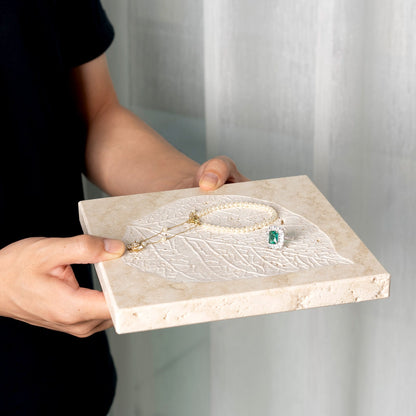 Koville Natural Stone Bas Relief Decorative Tray for Tabletop Styling in Natural Stone - material detail