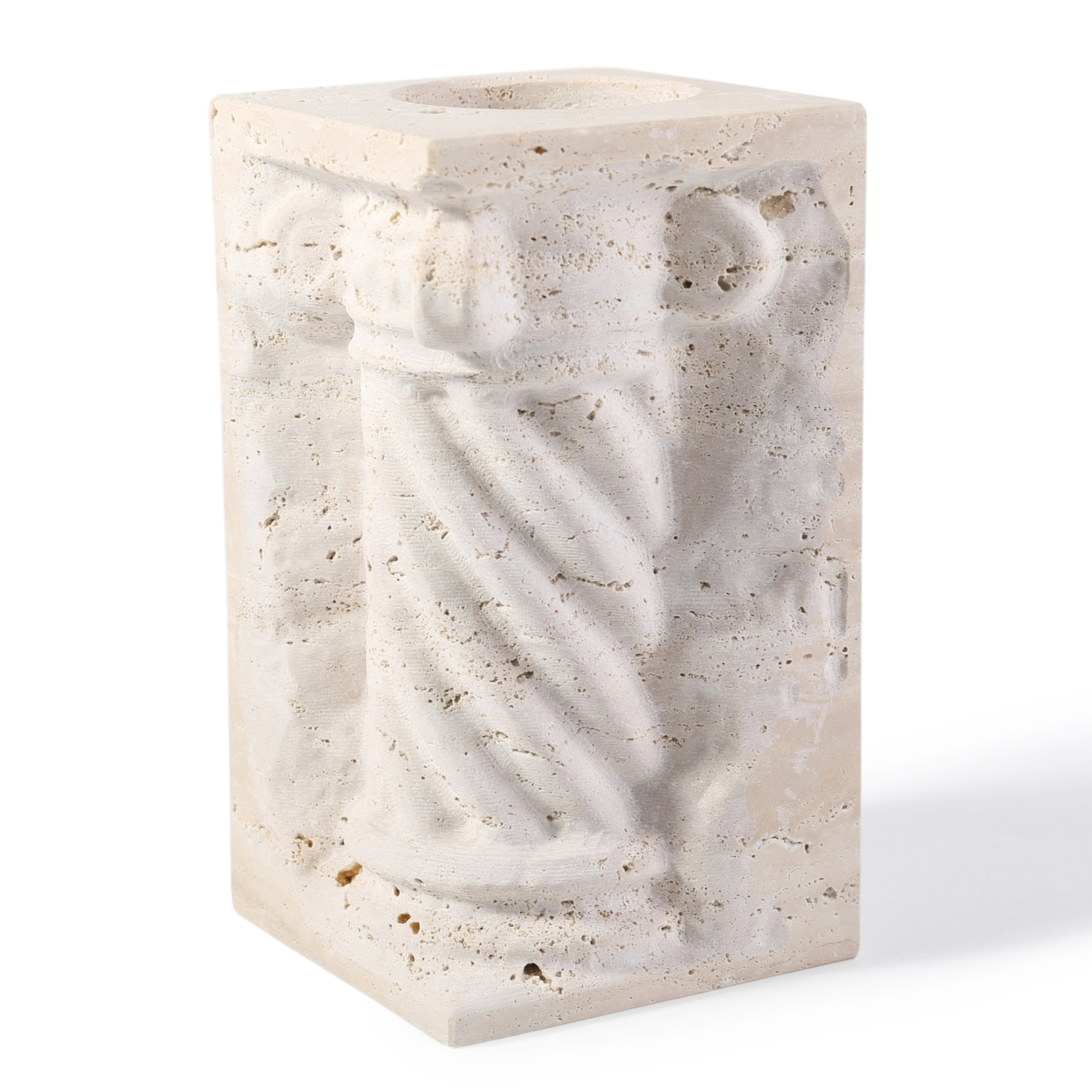 Koville roman column vase bookends for shelves in Light BeigeTravertine natural stone