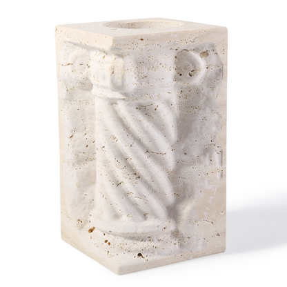 Koville roman column vase bookends for shelves in Light BeigeTravertine natural stone