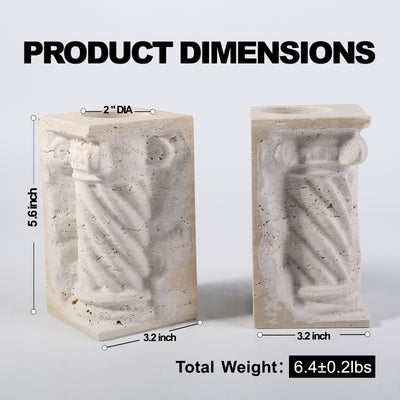 Koville Light Beige Travertine Roman column vase bookends, set of two, view 8