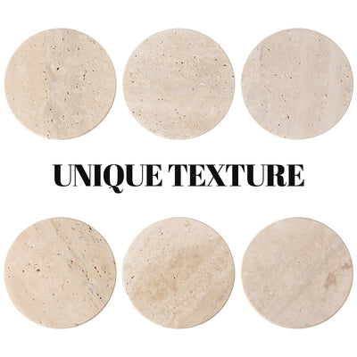 Koville Natural Stone Round Coaster Sets in Light BeigeTravertine, product view 51