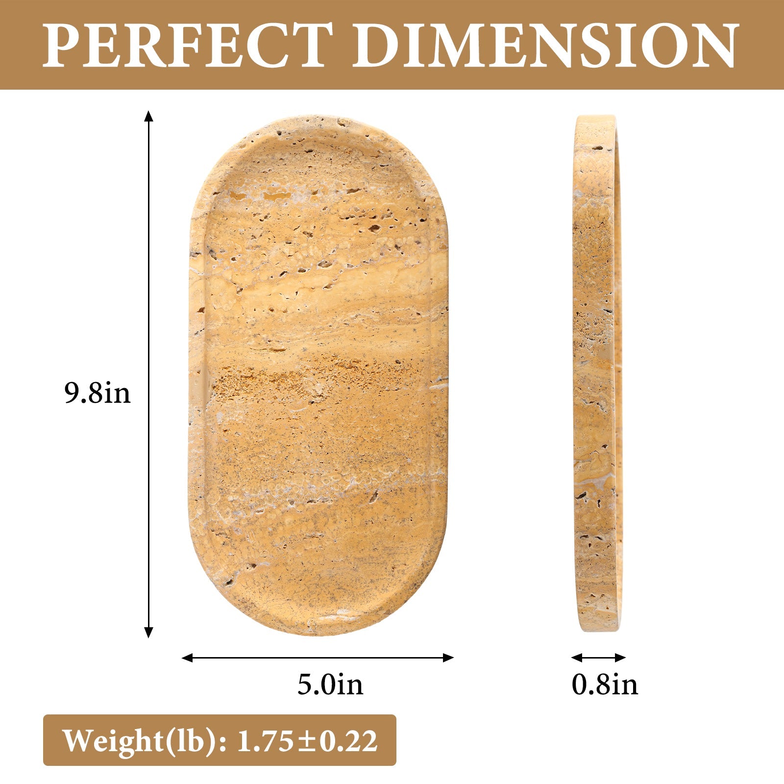 Koville natural stone runway storage tray, 250 x 125 mm