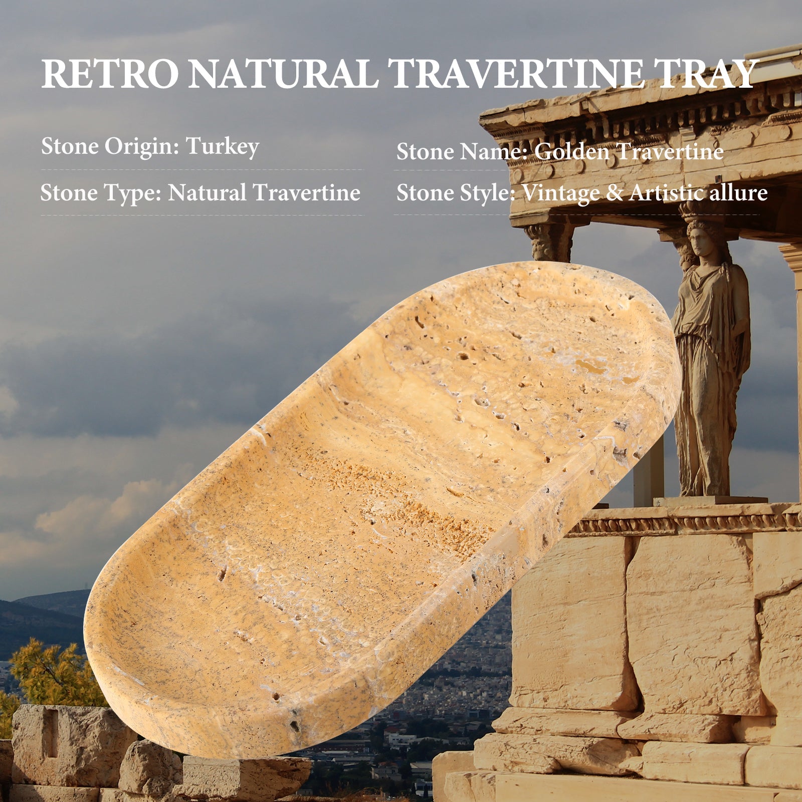 Koville natural stone runway storage tray, 250 x 125 mm
