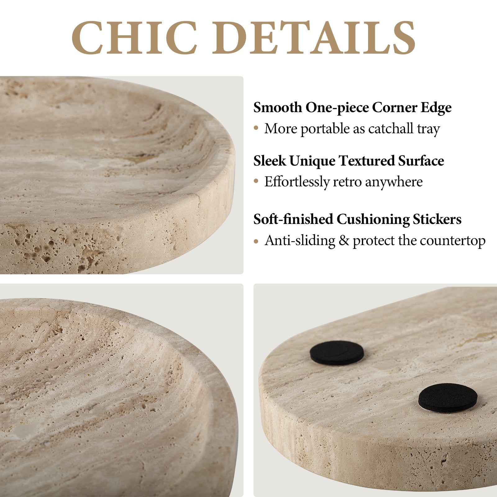 Koville natural stone runway storage tray, 250 x 125 mm
